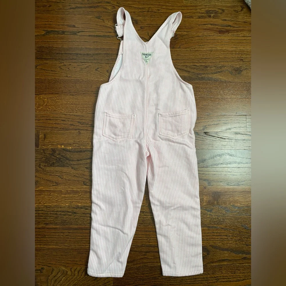 OshKosh B'gosh- toddler girl Overalls 4T pink stripe spring summer pinstripe